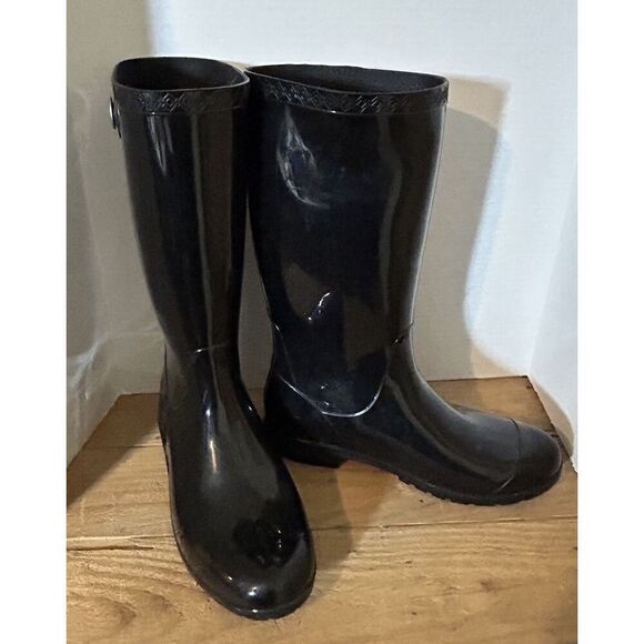 UGG SIENNA BLACK WATERPROOF RUBBER BOOT WOMEN'S RAINBOOTS SIZE US 9 - Picture 1 of 5